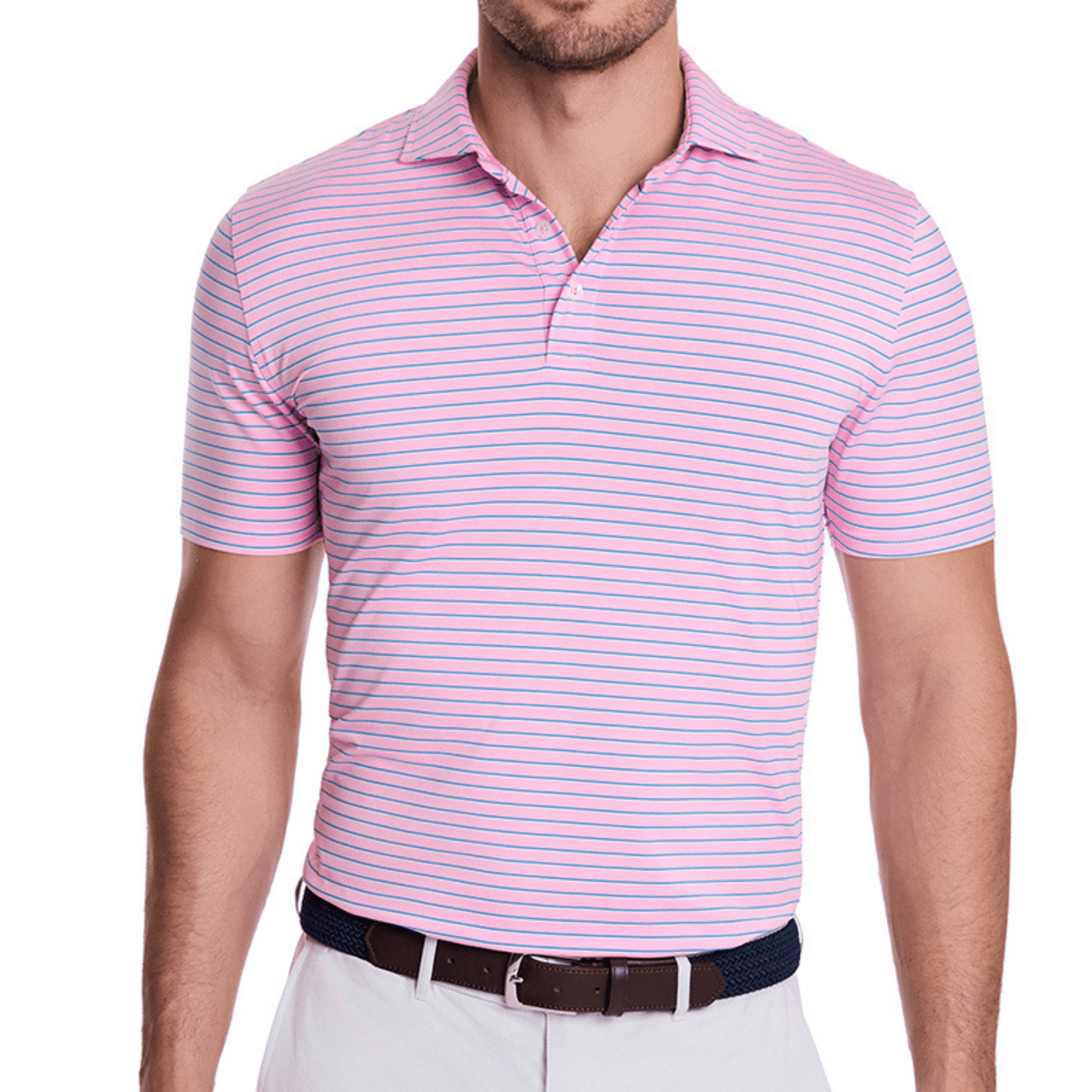 Holderness & Bourne The Springer Polo Scotch Pink White Marlin Blue