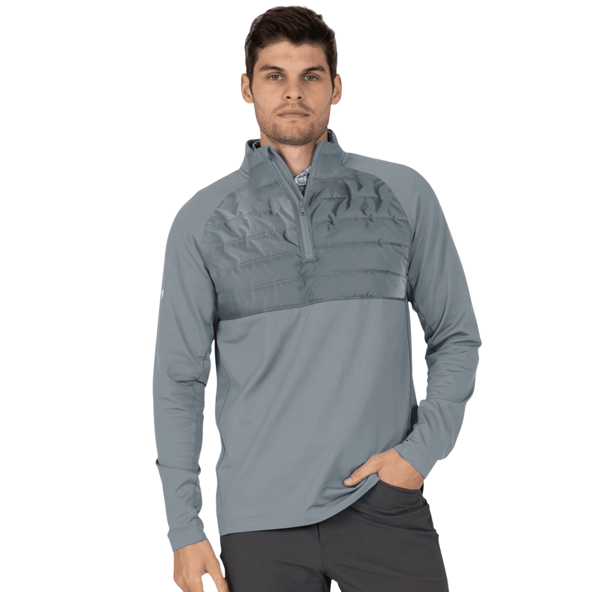 Levelwear Frequency Quilted 1/4 Zip Sweater Pebble