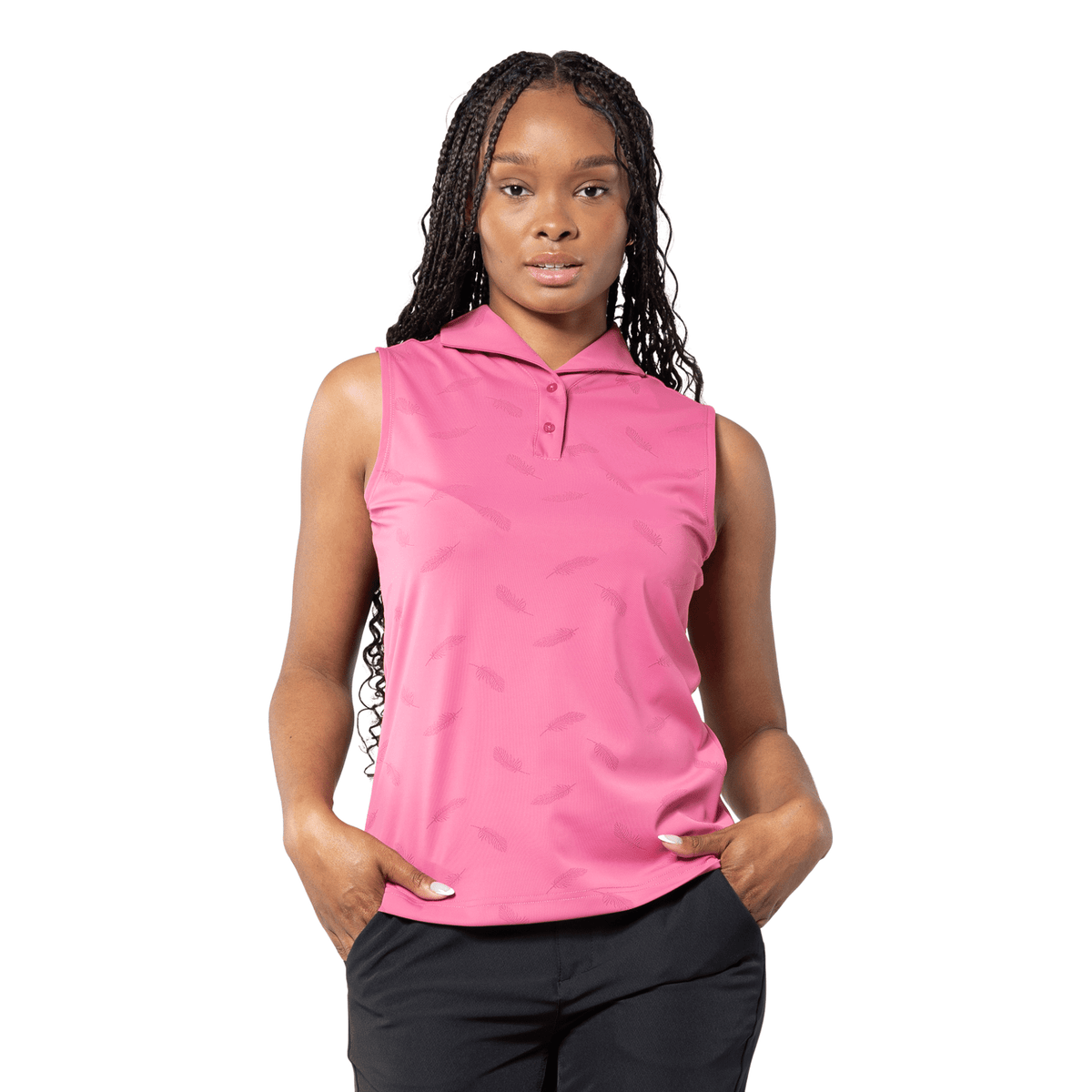 Levelwear Women's Aero Sleeveless Polo Deep Pink SMALL