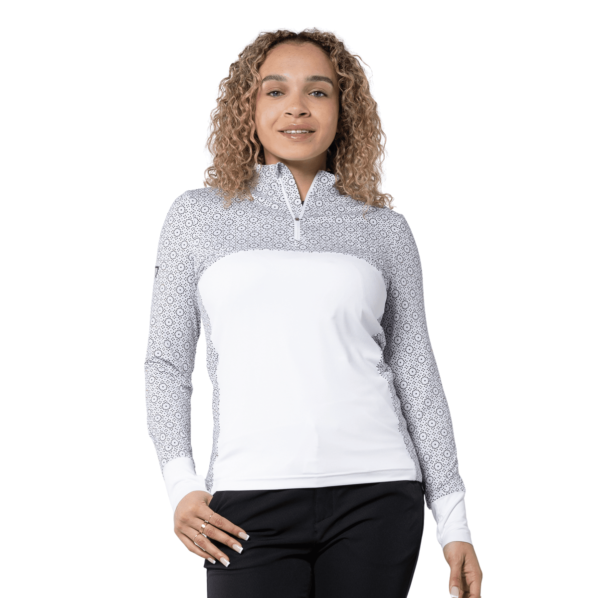 Levelwear Women's Mosaic Midlayer Sweater Black Cool Grey White