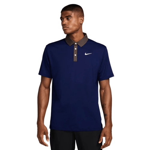 Nike Tour Dri-FIT Golf Polo Blue Void Baroque Brown Pale Ivory