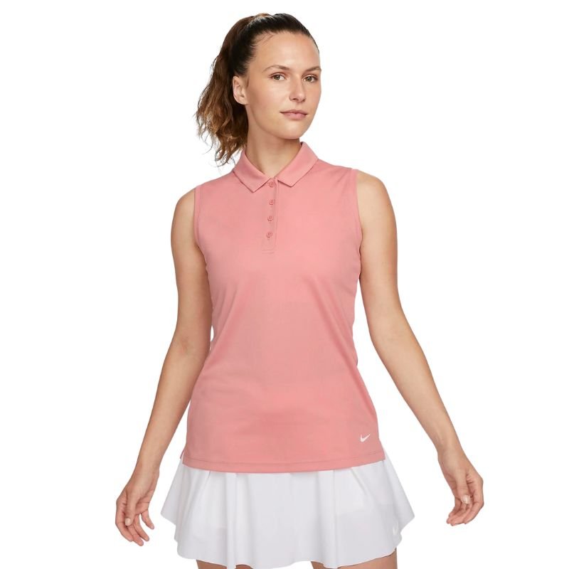 Nike Women's Dri-FIT Victory Sleeveless Golf Polo Red Stardust