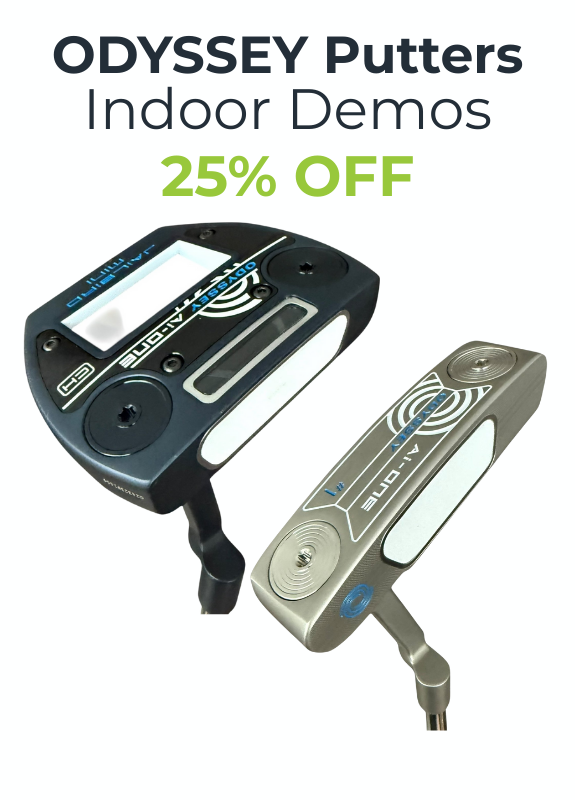 odyssey ai-one mallet and blade putter with white background