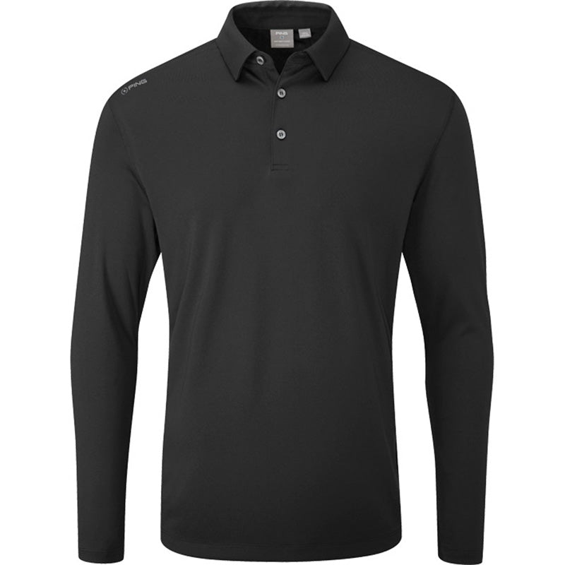 PING Elemental Polo - Long Sleeve Men&#39;s Shirt Ping Black SMALL 