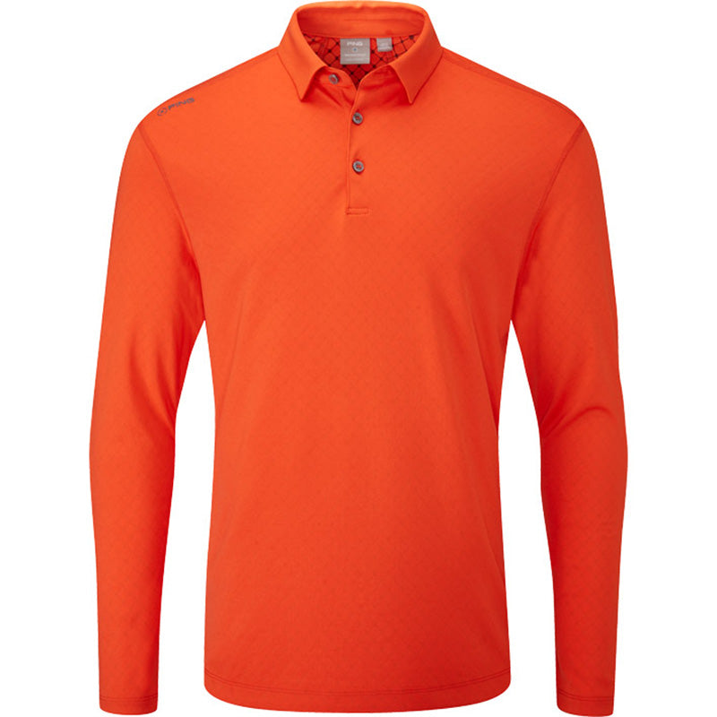 PING Elemental Polo - Long Sleeve Men&#39;s Shirt Ping Flame SMALL 