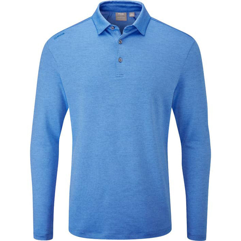 PING Angus Polo - Long Sleeve Men&#39;s Shirt Ping French Blue SMALL 