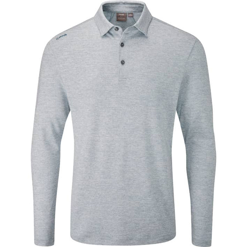 PING Angus Polo - Long Sleeve Men's Shirt Ping Scuba Blue SMALL 