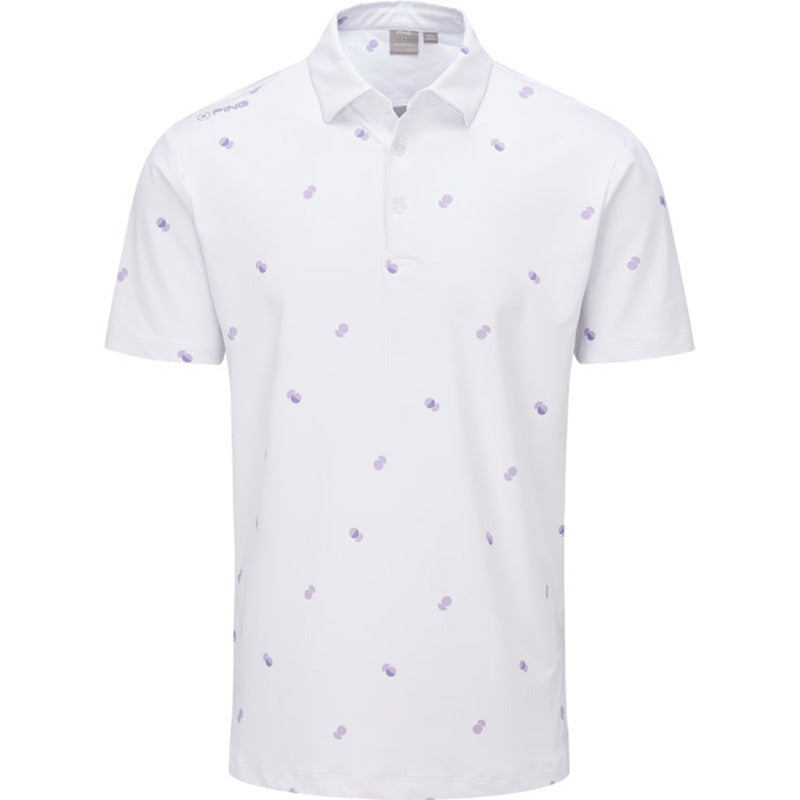 PING Two Tone Polo Men&#39;s Shirt Ping White/Cool Lilac SMALL 