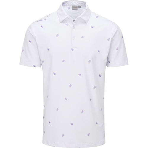PING Two Tone Polo Men's Shirt Ping White/Cool Lilac SMALL 