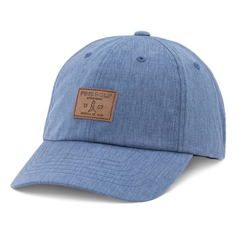 PING Back Nine Leather Cap Blue