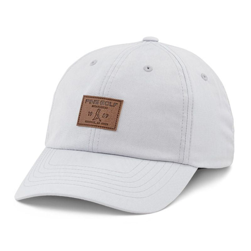 PING Back Nine Leather Cap Light Grey