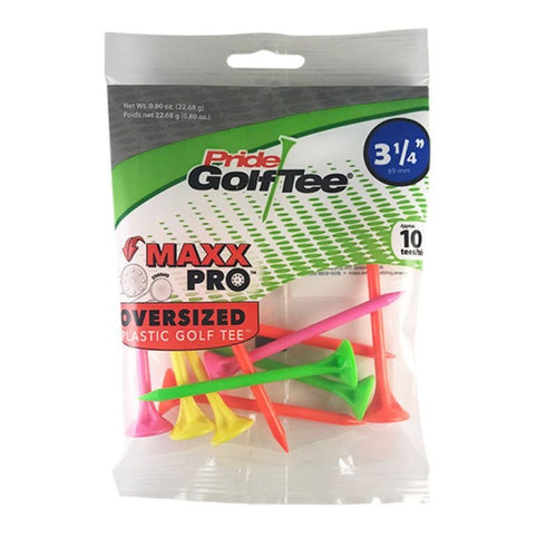 Pride MaxxPro Oversize Plastic Golf Tees - 3 1/4" - Neon Mix (10pk) Neon Mix