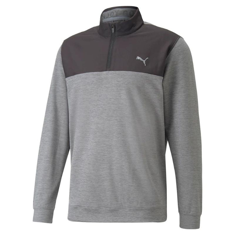 PUMA CLOUDSPUN Colorblock Golf 1/4 Zip Puma Black/Quiet Shade Heather