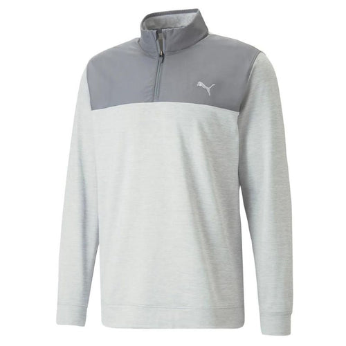 PUMA CLOUDSPUN Colorblock Golf 1/4 Zip Quiet Shade/High Rise Heather MEDIUM