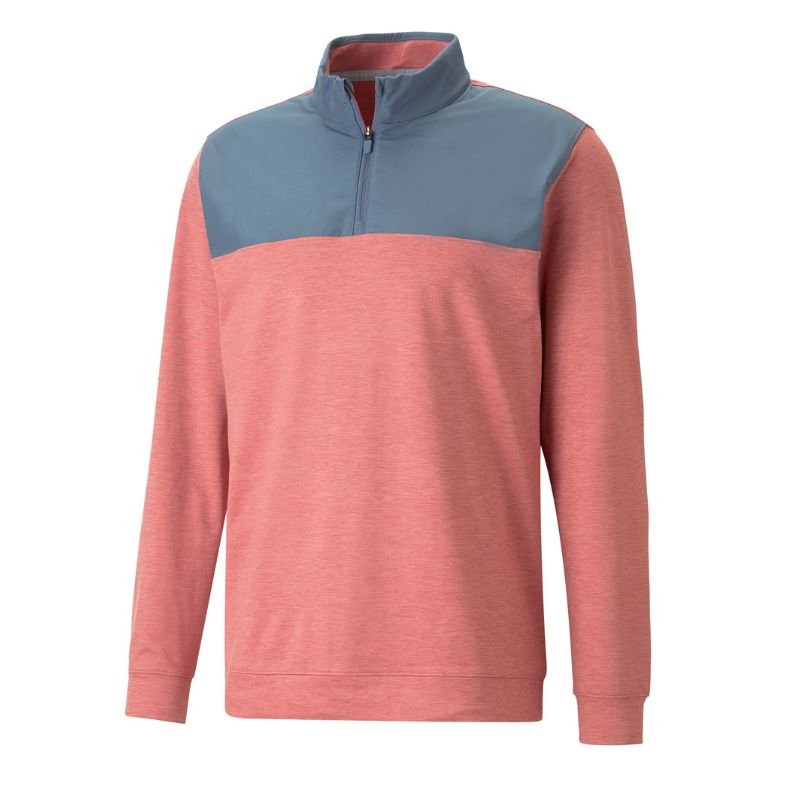 PUMA CLOUDSPUN Colorblock Golf 1/4 Zip Evening Sky/Heartfelt Heather