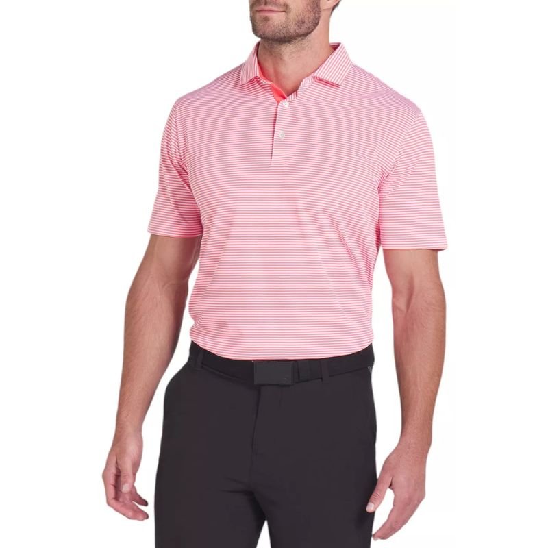 PUMA Isle Pique Golf Polo Peach Frost White Glow