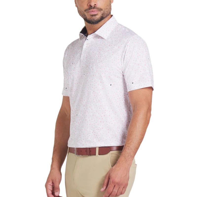 PUMA MATTR Bloom Field Golf Polo White Glow Pink Fruit