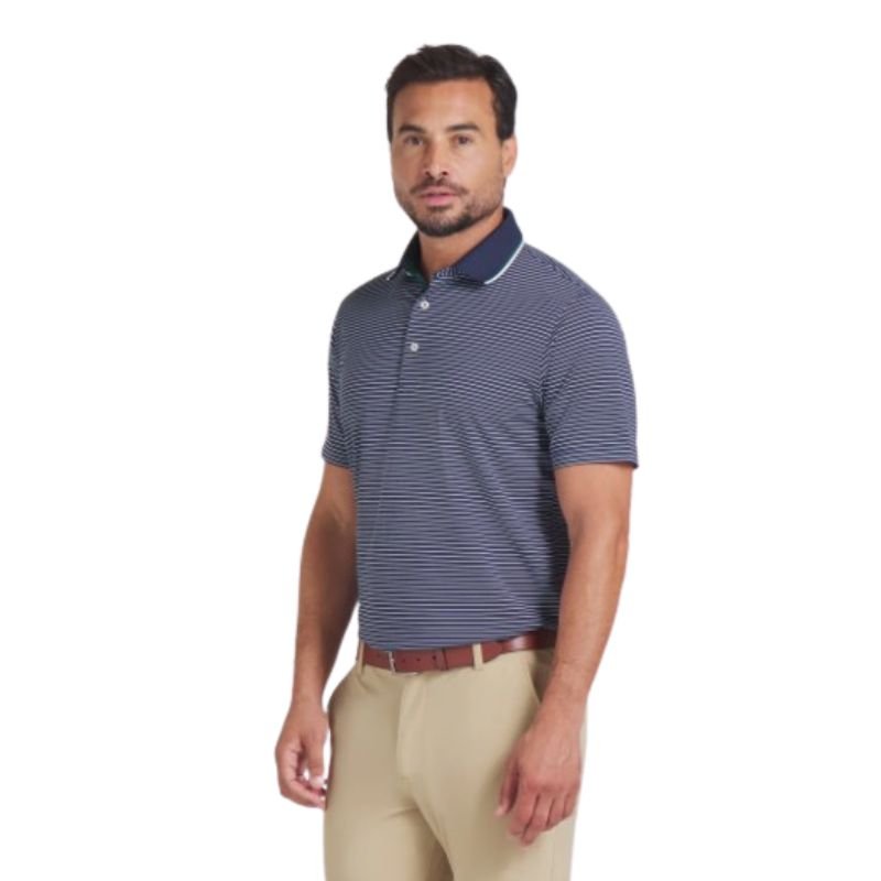 PUMA MATTR Elevated Stripe Golf Polo Deep Navy Dark Myrtle