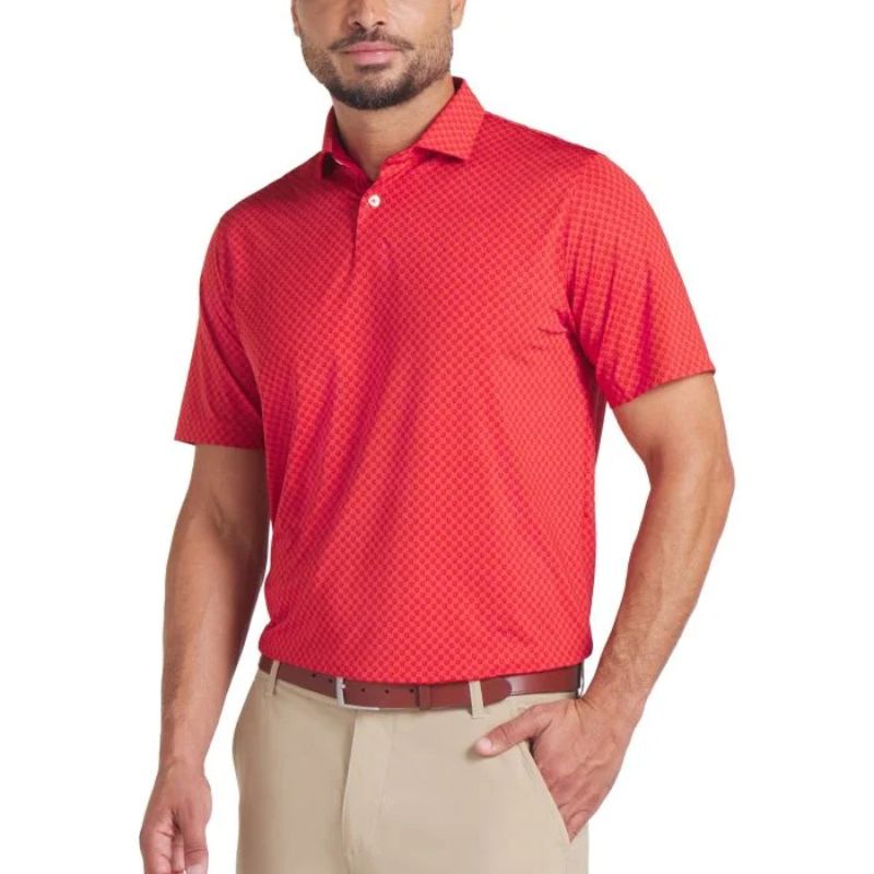 PUMA MATTR Micro Floral Golf Polo Red Fire Dark Crimson