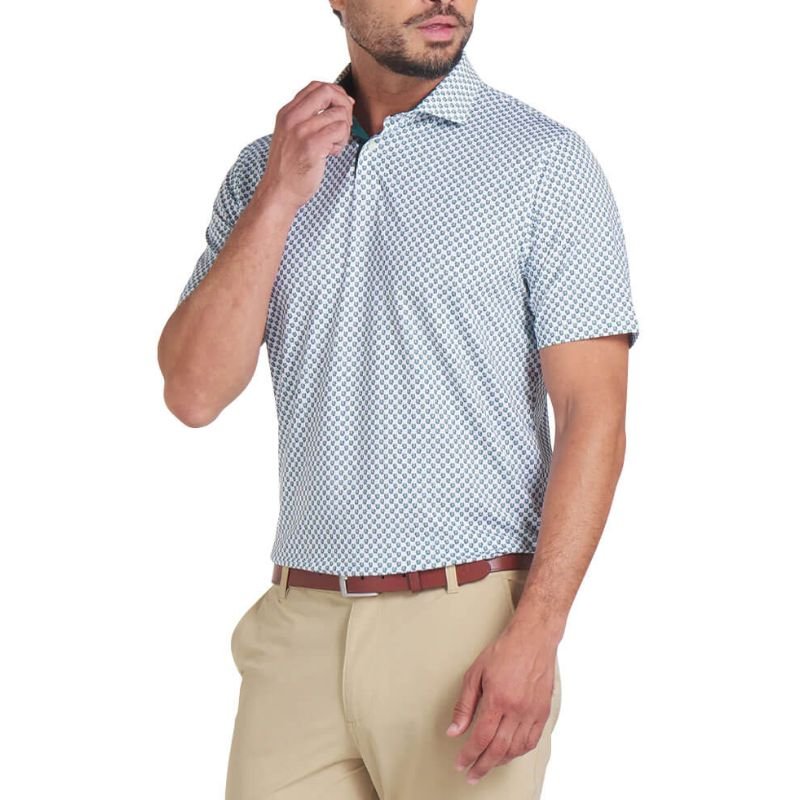 PUMA MATTR Micro Floral Golf Polo White Glow Dark Myrtle