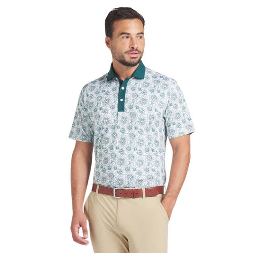 PUMA Pique Flowers Field Golf Polo Dark Myrtle White Glow