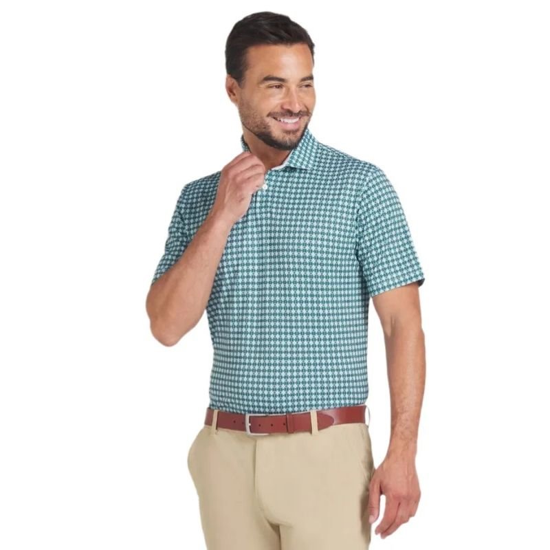 PUMA Pique Tie Golf Polo Dark Myrtle Peaceful Blue