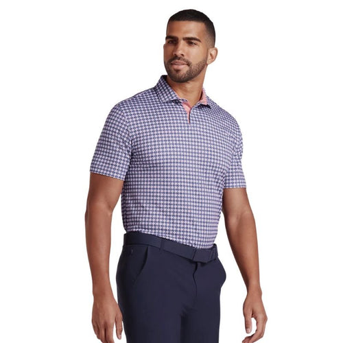PUMA Pique Tie Golf Polo Deep Navy Pink Fruit