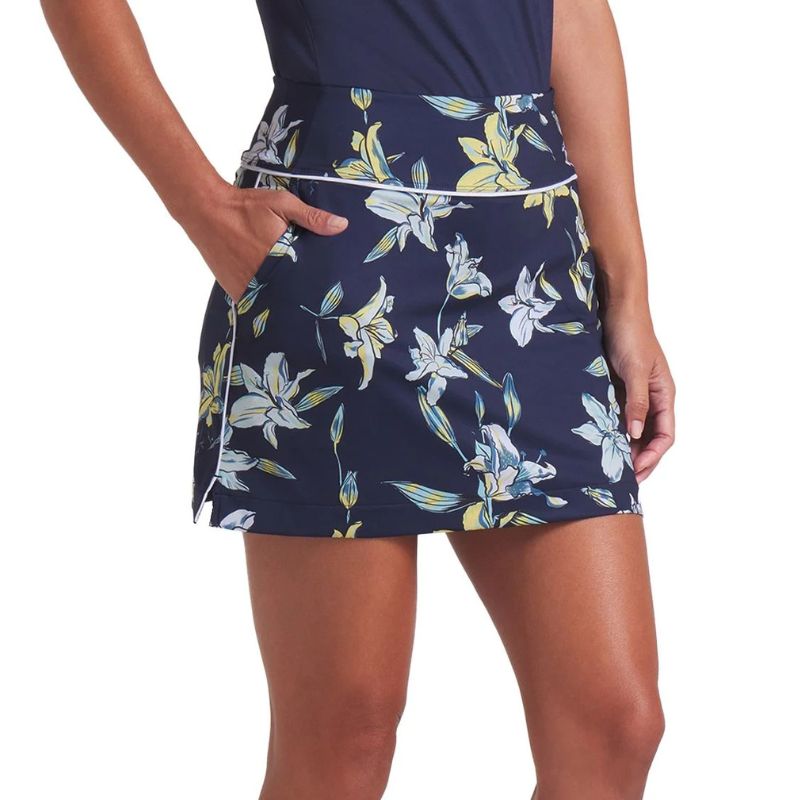 PUMA Women's Blake Knit Lily Floral Golf Skirt Deep Navy