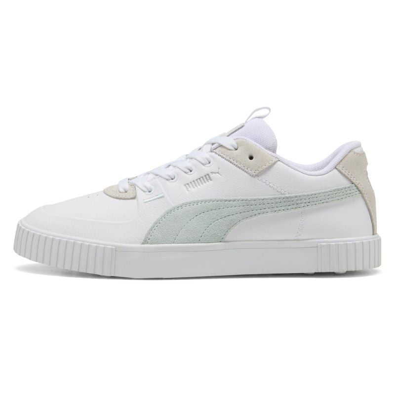 PUMA Women's Cali G Spikeless Golf Shoes Puma White Peaceful Blue Medium