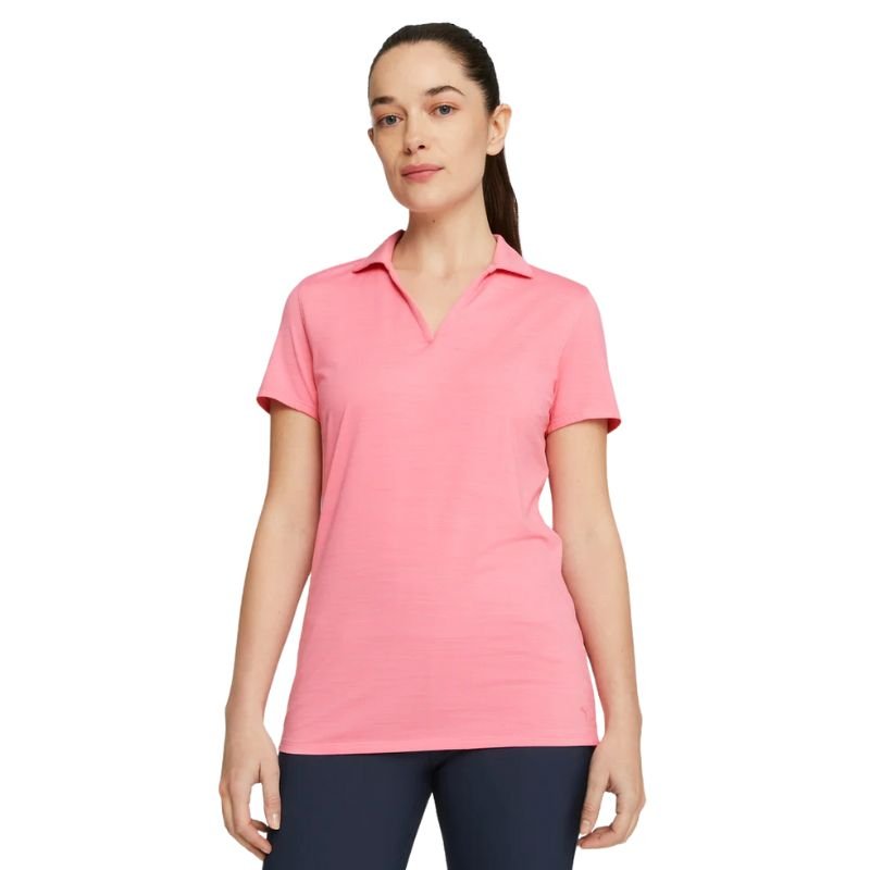 PUMA Women's Cloudspun Coast Golf Polo Strawberry Burst