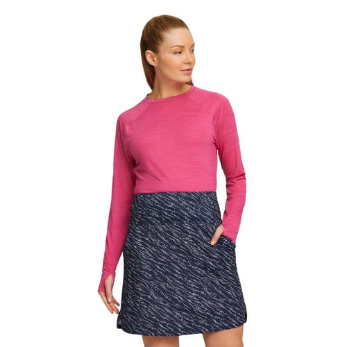 PUMA Women's CLOUDSPUN Long Sleeve Golf Shirt Orchid Shadow Heather SMALL