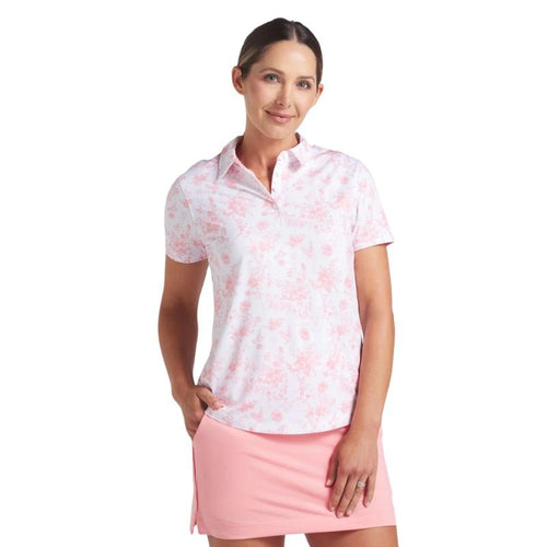 PUMA Women's CLOUDSPUN Toile Golf Polo Pink Fruit SMALL