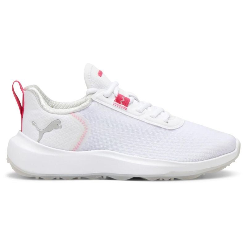 PUMA Women's FUSION Crush Sport Spikeless Golf Shoes Puma White Garnet Rose Medium