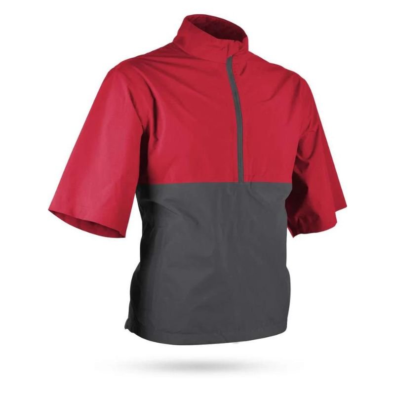 Sun Mountain Monsoon Short - Sleeve Rain Jacket Red/Steel SMALL