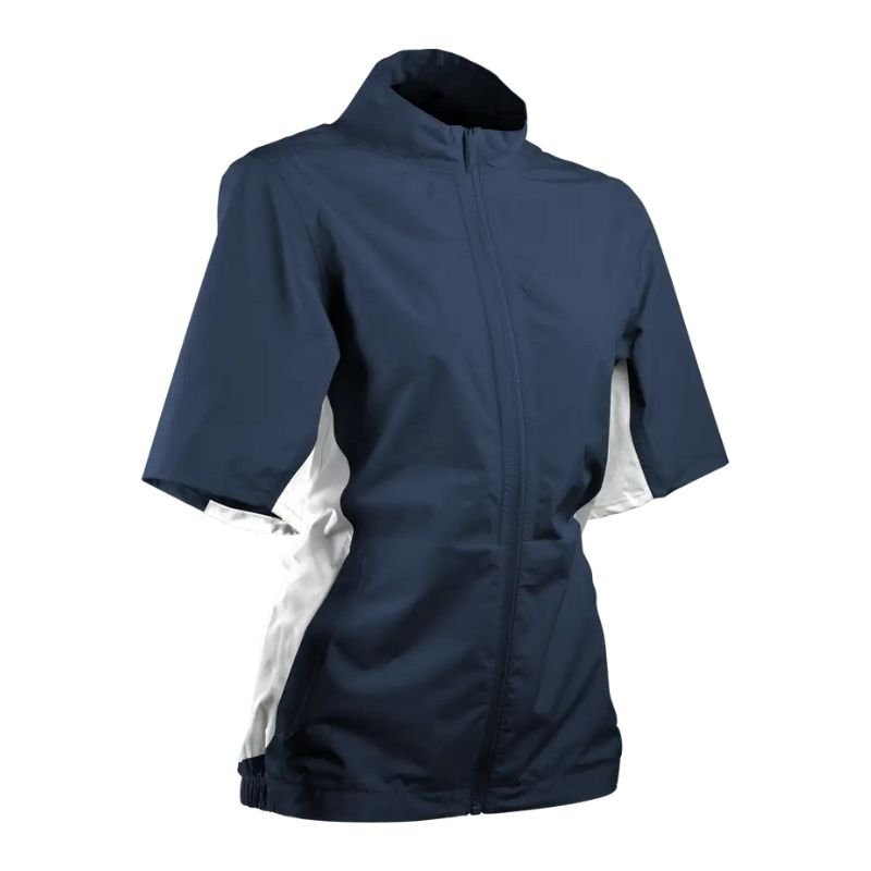 Sun Mountain Women's Monsoon Short Sleeve Rain Jacket Navy/White