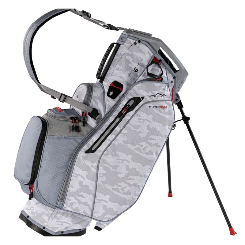 Sun Mountain 2026 C-130 Hybrid VLO Stand Bag Snow Camo Cadet Red