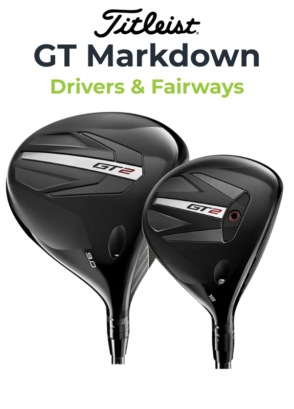 Two golf drivers with 'Titleist GT2' branding on a white background