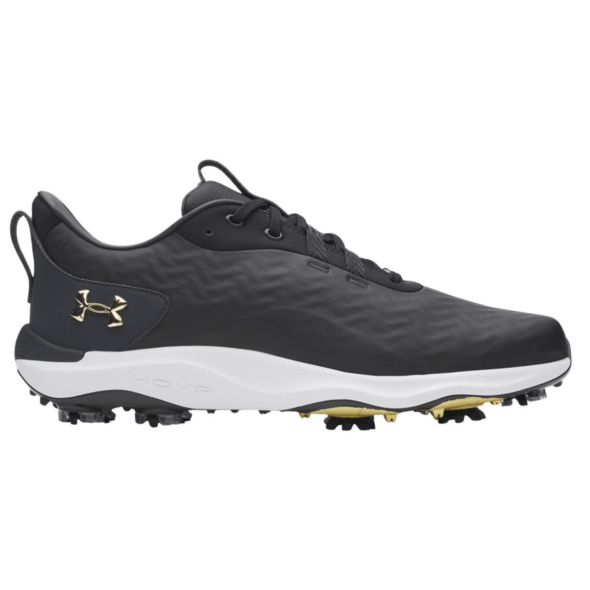 Under Armour Drive Pro Clone Golf Shoes Black Anthracite Metallic Gold Medium