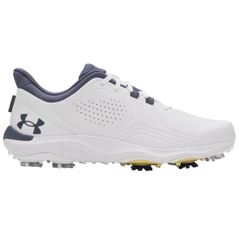 Under Armour Drive Pro Golf Shoes White Metallic Gold Downpour Gray