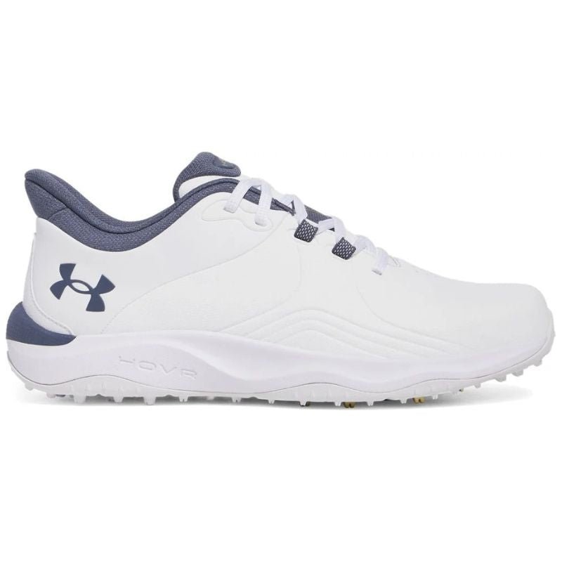 Under Armour Drive Pro Spikeless Golf Shoes White Metallic Gold Downpour Gray Medium