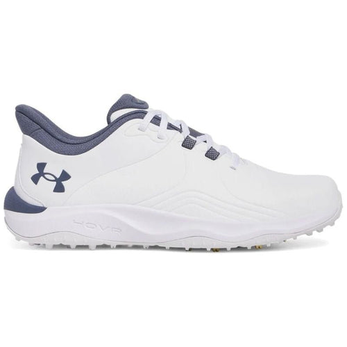 Under Armour Drive Pro Spikeless Golf Shoes White Metallic Gold Downpour Gray Medium