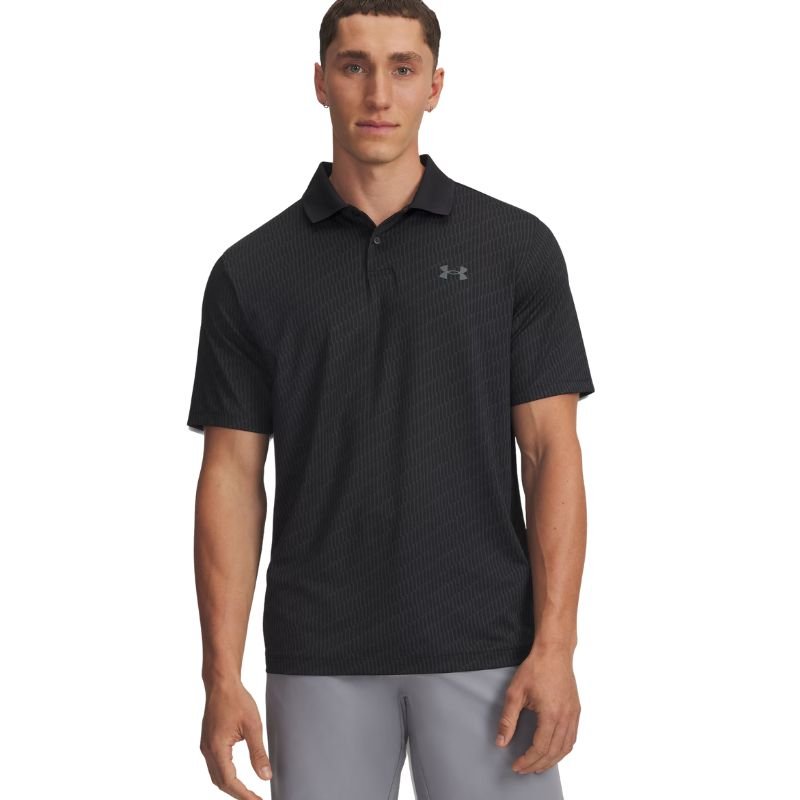 Under Armour Matchplay Printed Golf Polo Black Anthracite Pitch Gray