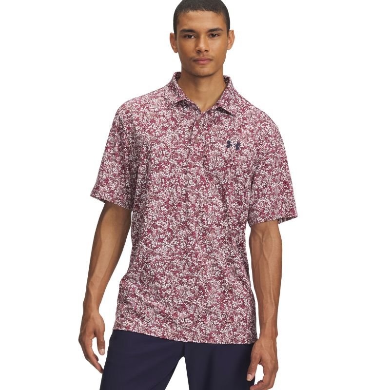 Under Armour Playoff 3.0 Printed Golf Polo Tourmaline Pink Dark Maroon Midnight Navy