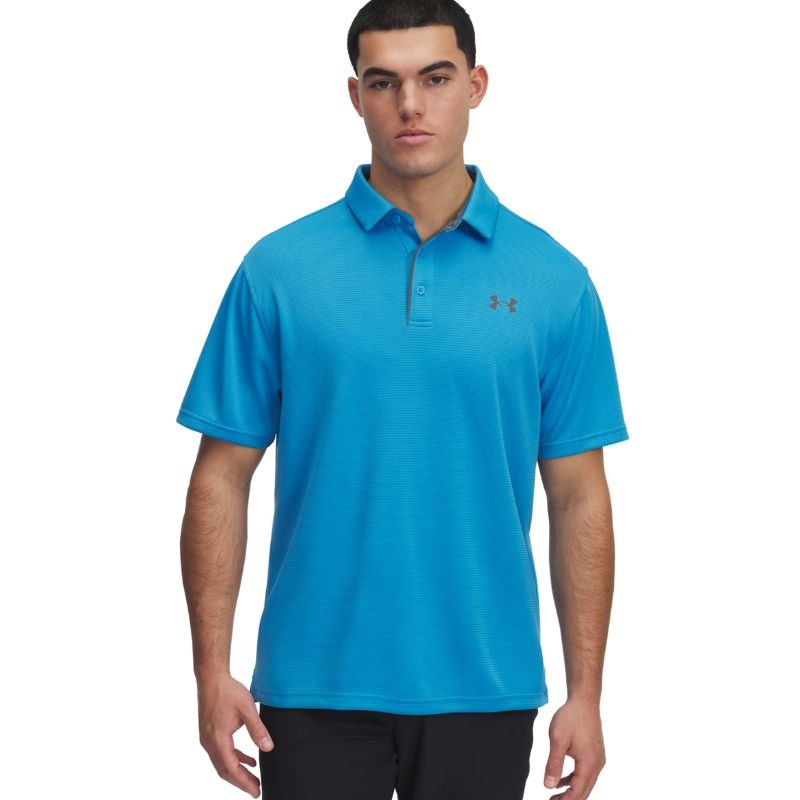 Under Armour Tech Golf Polo Ether Blue Pitch Gray