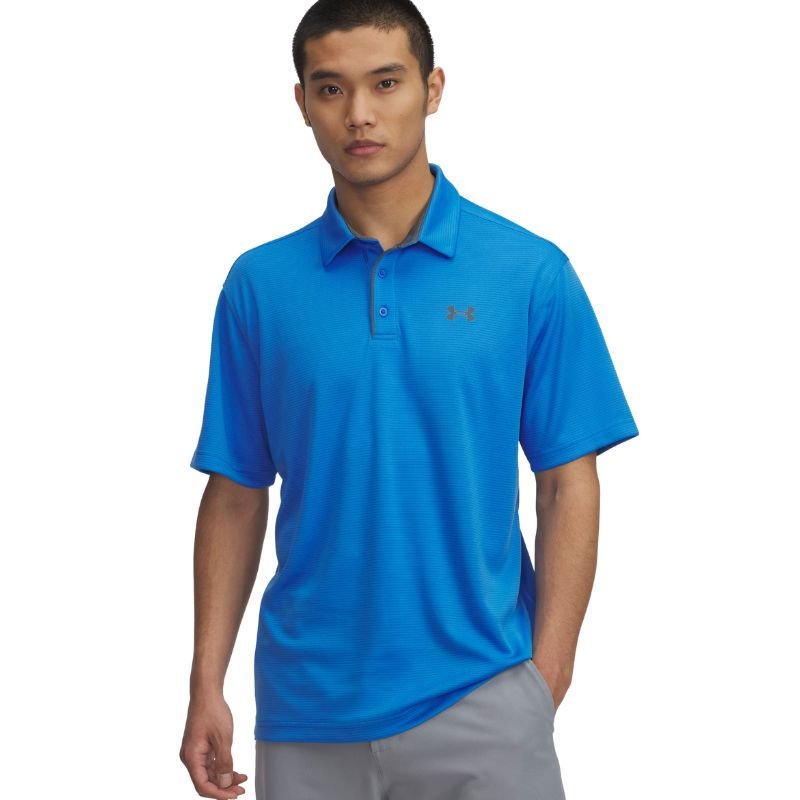 Under Armour Tech Golf Polo Blue Atlantis Pitch Gray