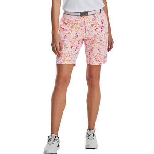 Under Armour Women's Links Printed Shorts White Orange Tropic