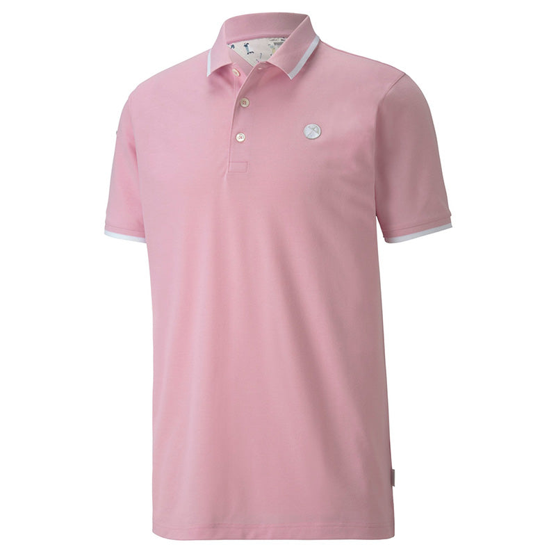 Puma Signature Tipped Golf Polo Men&#39;s Shirt Puma Pink SMALL 
