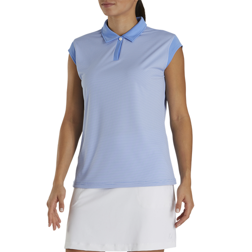 FootJoy Women's Cap Sleeve Pinstripe Polo - Previous Season Style Women's Shirt Footjoy Blue Jay XS 
