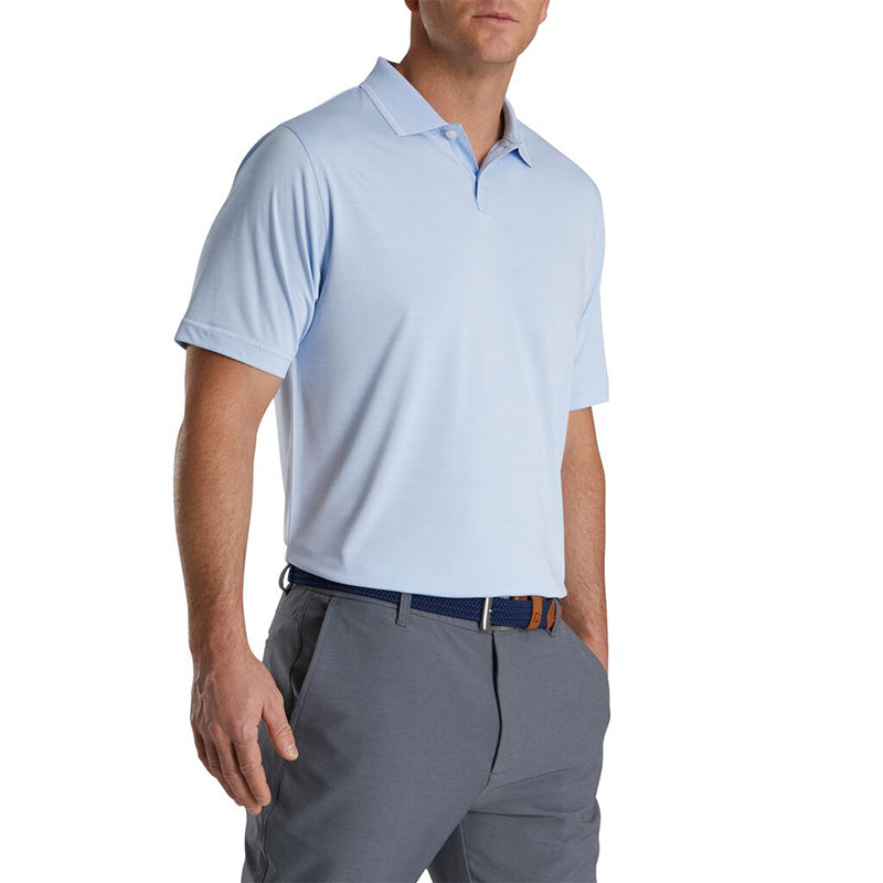 FootJoy Broken Pinstripe Lisle Knit Collar - Previous Season Style Men&#39;s Shirt Footjoy Blue SMALL 