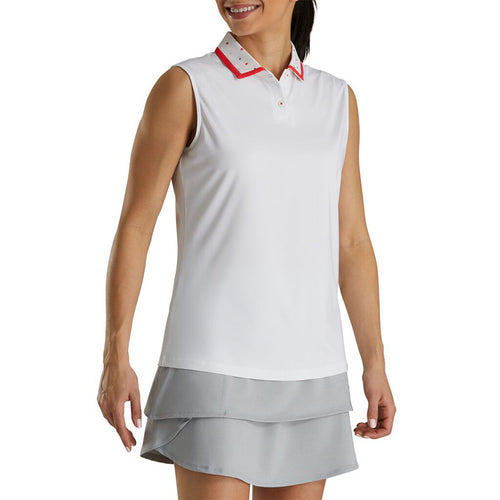 FootJoy Women's Sleeveless Canada Day Print - Previous Season Style Women's Shirt Footjoy White/Red XS 
